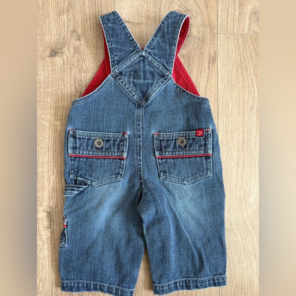 Vintage B.U.M. Equipment Baby Denim Overalls | 6M | Red Lined | Retro Patch - Picture 3 of 5